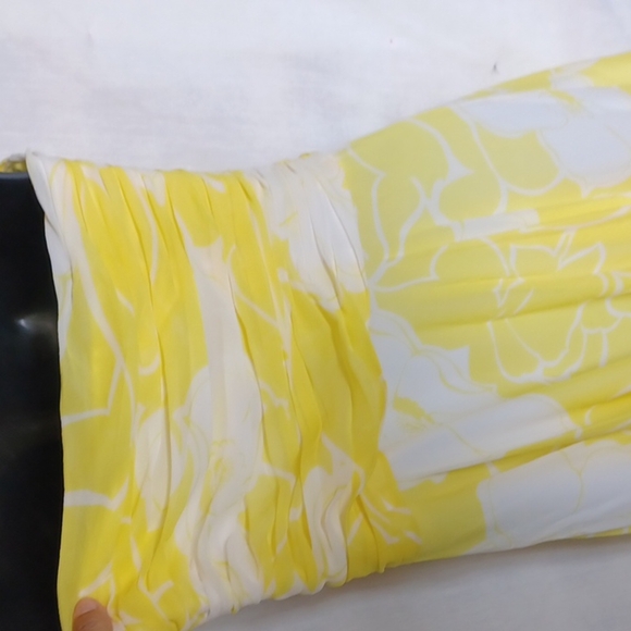 Banana Republic Silk Yellow & white Strapless Dress size 8 - Picture 4 of 7